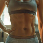 Femme avec un corps musclé et tonique dans un gymnase.